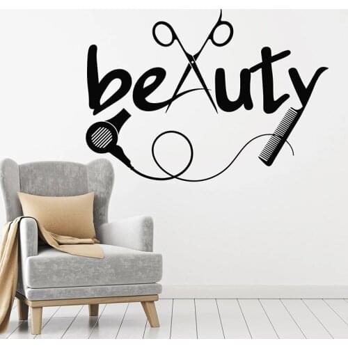 Barber Tools Wall Decal Hair Shop Hairdresser Beauty Salon Interior Decor Vinyl Window Stickers Personalised Art Wallpaper Q877