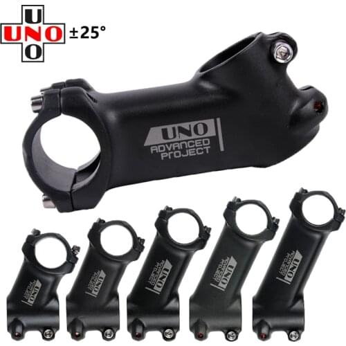 UNO Bicycle Stem Mountain Road Bike Stem UltraLight Stem 31.8mm Handlebar Stem 25 Degree 60 70 80 90 100mm Matte Black Bike Stem