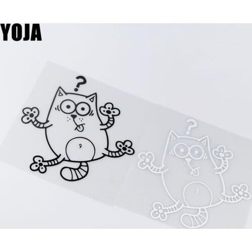 YOJA 16X16CM Cartoon Cat Funny Glass Decal Car Body Decoration Sticker ZT4-0194