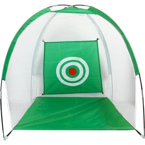 Green Foldable Golf Hitting Cage Training Aids Indoor Outdoor Sports Golf Cage Swing Trainer Chipping Net Backyard Golf Practice