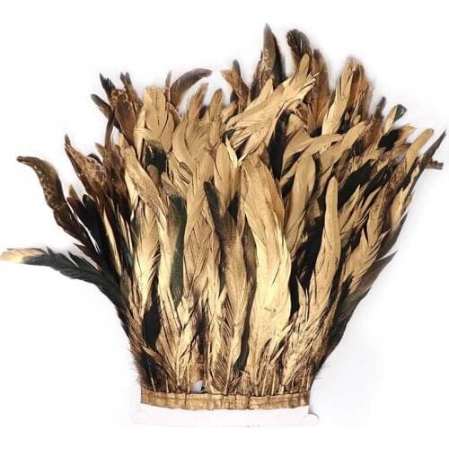 Gold Chicken Feathers Trims Trim 25-30cm,10-12inch Wedding Plumes Carnival Costume Accessories Craft Feathers for Crafts Plumas