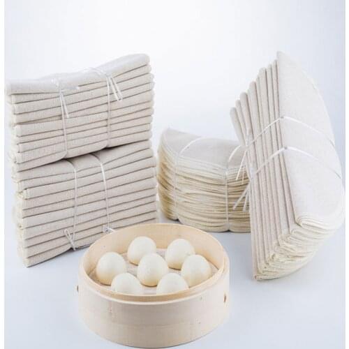 10pcs Reusable Natural Pure Cotton Bamboo Steamer Cloth Fabric Round Steamers Rack Gauze Pad Pastry Baozi Jiaozi Buns Dumpling