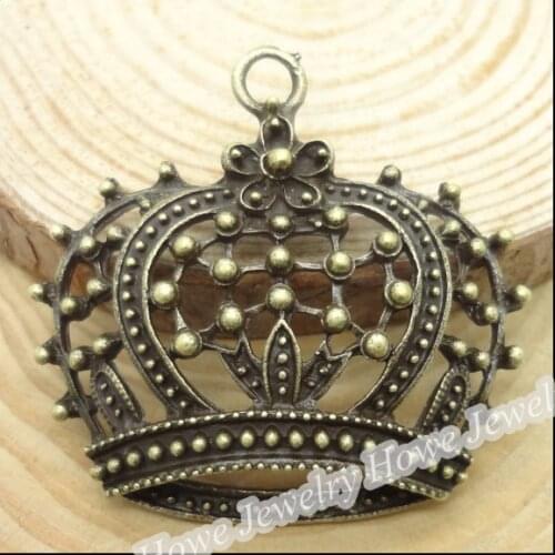 10 pcs Vintage Charms Imperial crown Pendant Antique bronze Fit Bracelets Necklace DIY Metal Jewelry Making