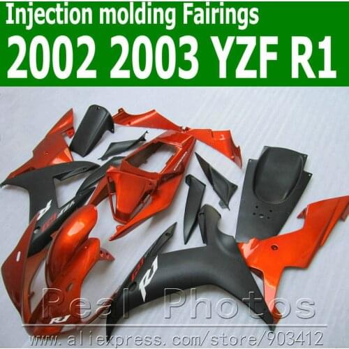 100% Injection molding fairings set for YAMAHA R1 02 03 YZF R1 matte black brown fairing kit 2002 2003 motorbike JK33