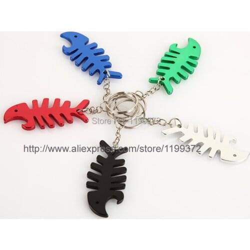 1000pcs/lot Fish bottle opener, fish bone bottle opener keychain, Animal shape bottle opener keychain free shipping