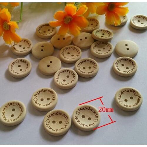120pcs /lot) 20mm 'made with love' unfinished natural wooden button Scrapbooking supplies sewing decoration buttons