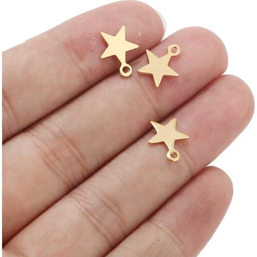 20pcs Stainless Steel Gold Tone Tiny Star Charms For Bracelet Jewelry Making Accessories