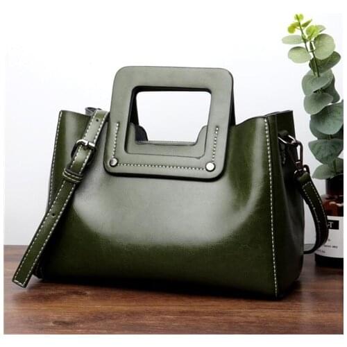 2021 New Wax Leather Luxury Handbags Women Bags Designer Genuine Leather Shoulder Crossbody Bag High Quality Solid color
