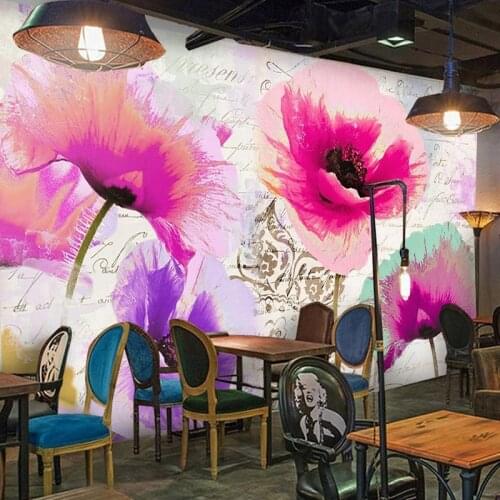 Custom Any Size Mural Wallpaper 3D Art Flower Nordic Modern Oil Painting English Alphabet Background Wall Paper Papel De Parede