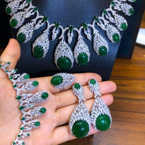 4PCS Luxury Bridal Wedding Gorgeous Sparkling Pendant Earrings Necklace Jewelry Set Super CZ New Fashion Jewelry boho necklace