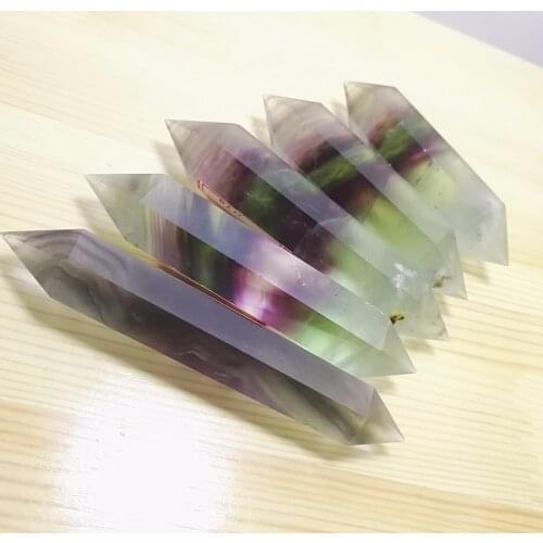 5 pcs NATURAL Stones and Minerals Fluorite PURPLE GREEN QUARTZ CRYSTAL WAND POINT HEALING Six arrises column 114-118g