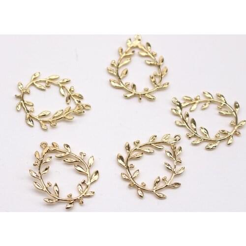 5pcs Hollow Golden Leaf Earring Alloy Charms Bracelet Connector Findings Flowers Fashion Earrings Pendant Make Jewelry Charms