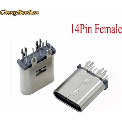 5pcs TYPE-C 14P female socket 10.0MM high vertical straight plug 180 degree harpoon foot high current 3.1 USB interface