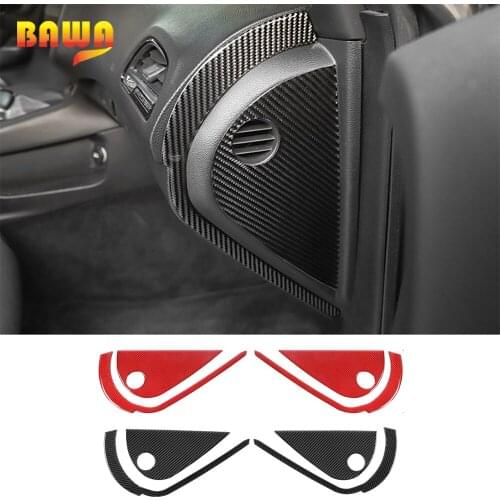 BAWA Carbon Fiber Center Console Side Air Outlet Decorative Stickers Interior Trim Accessories for Dodge Challenger 2015-2020