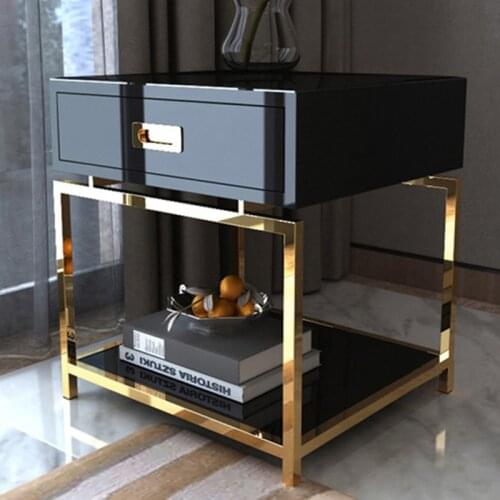 White Black Modern Iron Golden Nightstand Coffee Sofa End Bedside Table Home Furniture Bedstand Cabinet Cupboard Bedroom