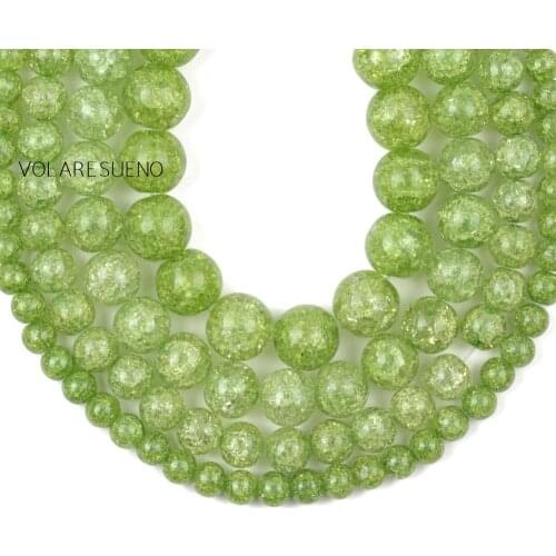 1 strand/15” Natural Olive Green Cracked Stone Beads For Jewelry Making Needlework DIY Bracelet Loose Spacer Beads 6/8/10/12mm