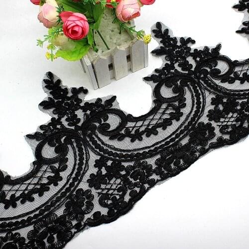 YACKALASI 5 Yds Wedding Lace Fabrics Appliqued 3D Flower Embroidered Bridal Sashes Scalloped Sewing Trims Border 22-24CM