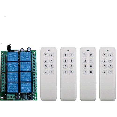 DC 12V 24V 8 CH Channels 8CH RF Wireless Remote Control Switch Remote Control System receiver transmitter 8CH Relay 315/433 MHz
