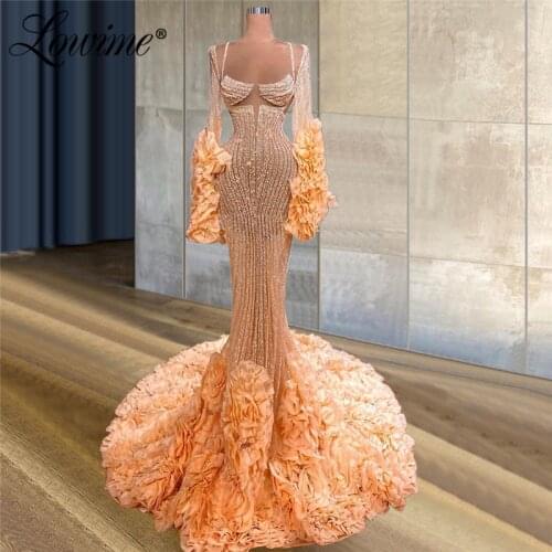 Long Mermaid Glitter Evening Dresses 2021 Couture Women Formal Middle East Dubai Design Party Gown Vestiods De Fiesta Prom Dress
