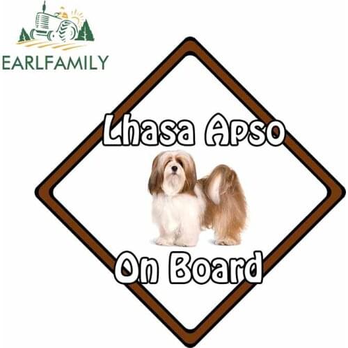 EARLFAMILY 13cm x 12.9cm for Lhasa Apso on Board Sign Creative Car Sticker DIY Stickers Personality Occlusion Scratch Decal