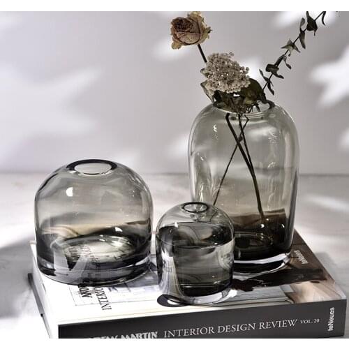 European Glass Vase Creative Transparent Flower Ware Living Room Dining Tabletops Small Mouth Vases Crafts Home Decoration