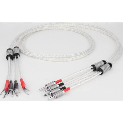 Hifi 8AG OCC Silver Plated Speaker Cable Hi-end Audiophile Loudspeaker Cable Cord