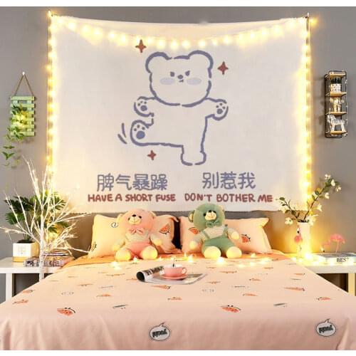 Ins Kawaii Tapestry 100cm Strawberry Bear Bunny Background Cloth Anime Wall Decoration Childrens Room Hanging Cloth Live Cloth