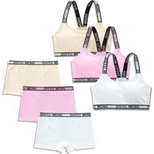 3Sets/Lot Teen Girls Underwear Soft Bra Set Yoga Sports Running 8-16Years