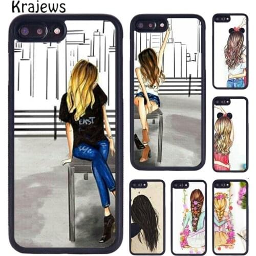 Krajews Girls Brunette Blonde Best Friends BFF Matching Phone Case For iPhone 11 12 Pro X XR XS MAX 6 7 8 Plus samsung s8 s9 s10