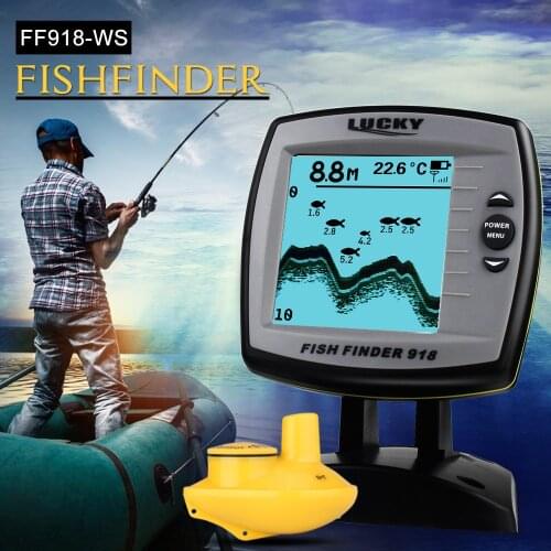 LUCKY Fish Finder FF918-WS Wireless Sonar Depth 125KHz Sonar Frequency Fish Locator Boat Fishfinder Fish Detector