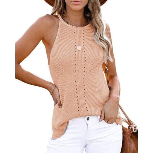 Ribbed Women Tank Top Plus Size Elastic Sexy Summer Tank Tops Solid White Hollow Out O Neck Knitted Casual Off Shoulder Tanks