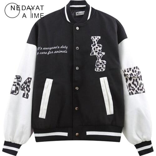Fashion Baseball Jacket Men Embroidery Leopard Patch College Style Bomber Coats Vintage Harajuku All-match Streetwear Outerwear