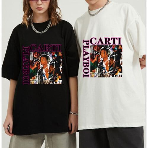 Cashcarti Playboi Carti Vintage Men T Shirt Summer Short Sleeve O-neck Cotton Tops Tee Shirt Rap Music Streetwear Oversized
