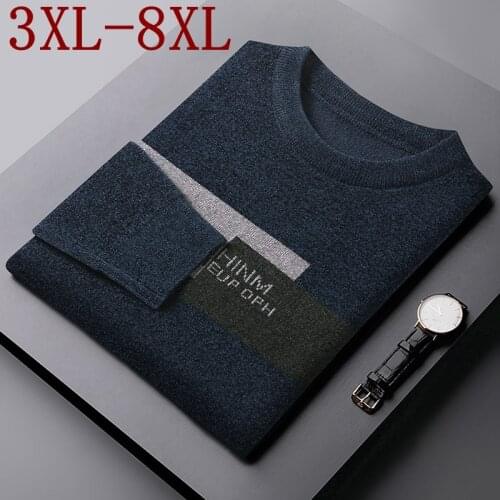 8XL 7XL 6XL 2021 New Winter Man Fleece Sweater Fashion Thicken Warm Pullover Male Plus Velvet Thick Sweaters Soft Pull Homme