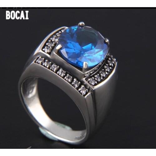 New Thai silver men and women wide surface ring 925 sterling silver black onyx ring classic ring Justin Mans silver ring