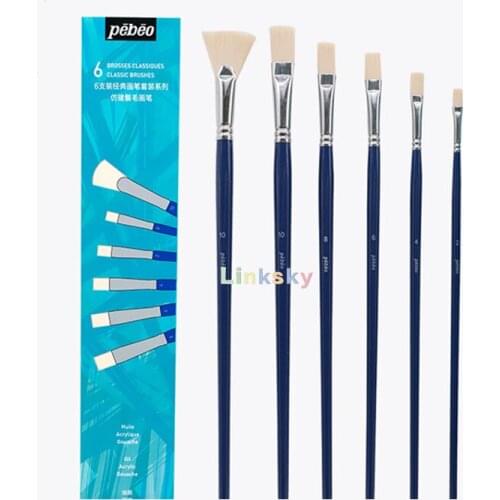 Pebeo BROSSES CLASSIOUES, 6/10 pcs CLASSIC BRUSHES, Bristle Nylon Brush Set ,art tool for beginners,Art supplies