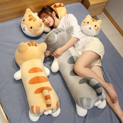 40-100cm Large Size Cat Plush Toy Grey Orange Cat Plush Toys Lovely Anime Cat Doll Birthday Gift For Children Cute Cat Pillow
