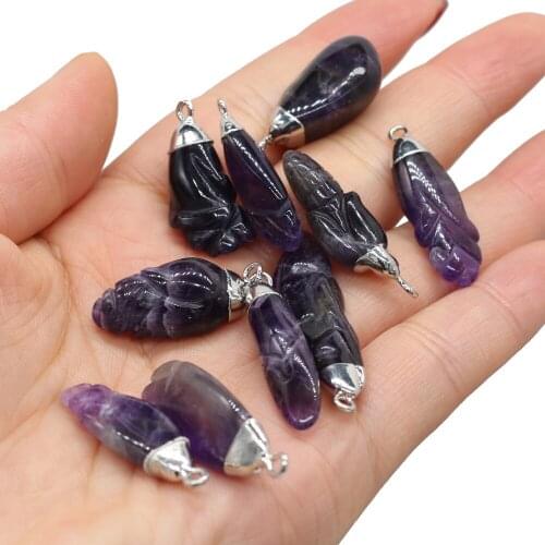 Natural Stone Gem Romantic Amethyst Pendant DIY Charm Party Necklace Earrings Jewelry Accessories Gift Making for Woman