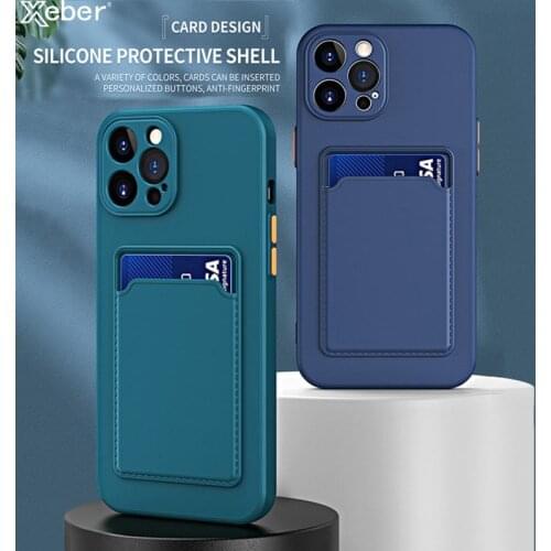 Card Slot Holder Wallet Phone Case For iPhone 11 12 Pro Max Mini XS XR X SE 6S 8 7 Plus Soft Silicone Bag Shockproof Candy Cover