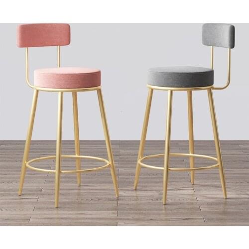 Nordic Bar Stools Iron Bar Chair Home Living Room Leisure High Chair Restaurant Light Luxury Ins Bar Stool Backrest Chair