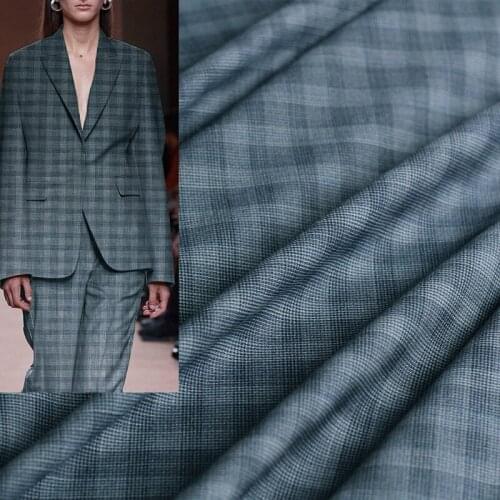 Red Raspberry Blue Grey Plaid Yarn Dyed Worsted Wool Fabrics Materials Women Suits Pants Sewing Tailor Cloth Freeshipping