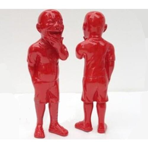 Modern Art Sculpture Creative Abstract Yue Minjun Welcome Character Living Room Desktop Home Decor Business Gift A772