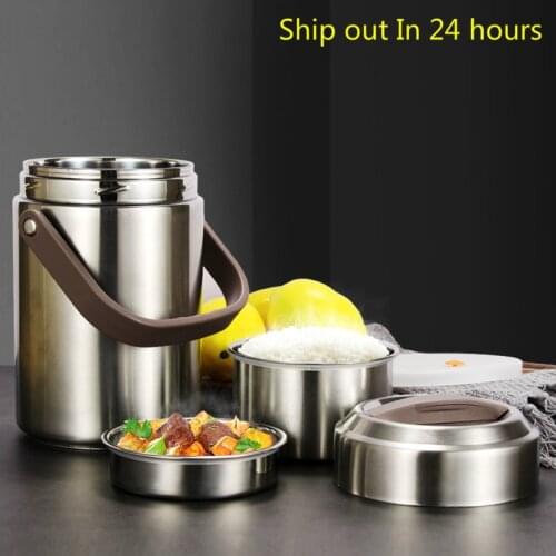 1.5L/2L/2.6L Big Capacity Stainless Steel Super Long Insulation Lunch Box Adult Student Bento Box Lunch Bucket