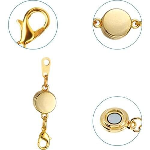 Locking Magnetic Clasps Rhinestone Round Necklace Bracelet Lobster Clasp Closures Extender Chains for Jewelry Making B03B