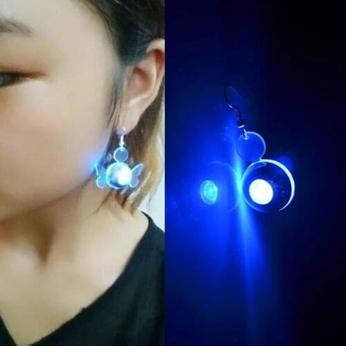 Star Heart Party Festival Charm LED Earring Decoration Light Up Glowing Crystal Stainless Ear Stud Earring Women Christmas Gifts