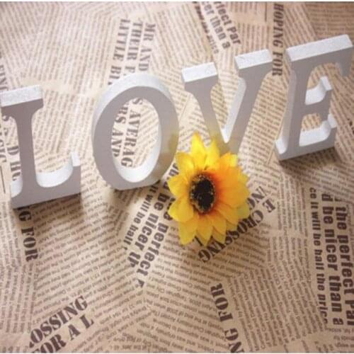 1pc DIY Freestanding Wooden Letters White Letters Wedding Birthday Party Home Decoration Ornaments Art Ornaments