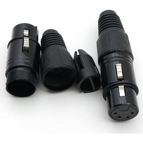 10PCS black 4 pin FEMALE XLR connectors adapter