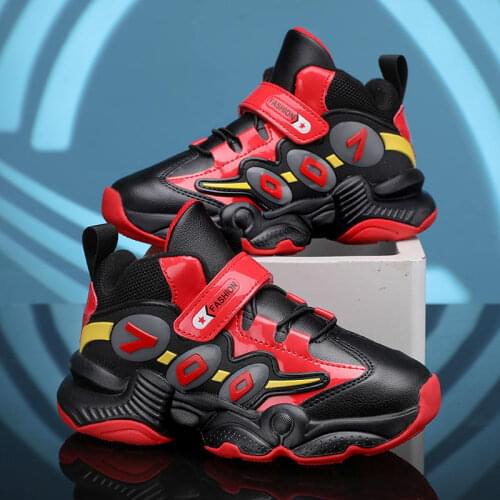2021 Cartoon Red Kids Sport Shoes Hook and Loop Casual Sneakers For Boy Comfortable Non-Slip Kids Running Shoes Zapatillas Niño