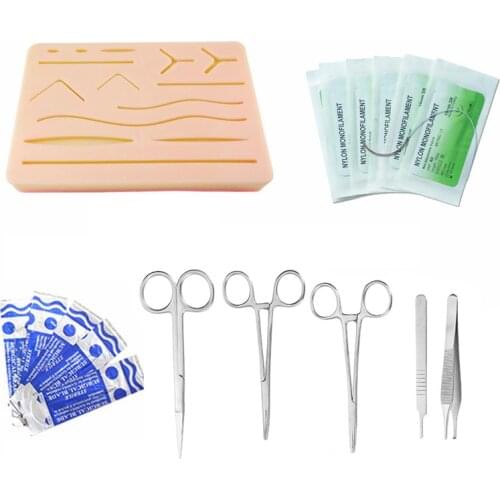 23 In 1 Medical Skin Suture Surgical Training Kit Silicone Pad Needle Scissors Soft Easy to Operate Silicone + Stainless Steel