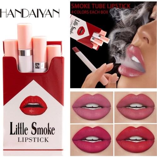 12 Colors 4PCS Set Creative Cigarette Lipstick Velvet Matte Long Lasting Waterproof Lipstick Sexy Nude Non-Stick Cup Lips Makeup